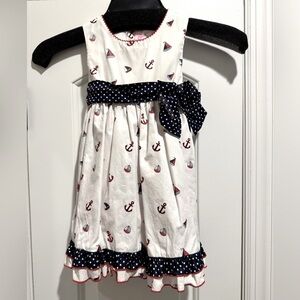 NWOT. Nautical Themed Kids Dress with Navy Accents